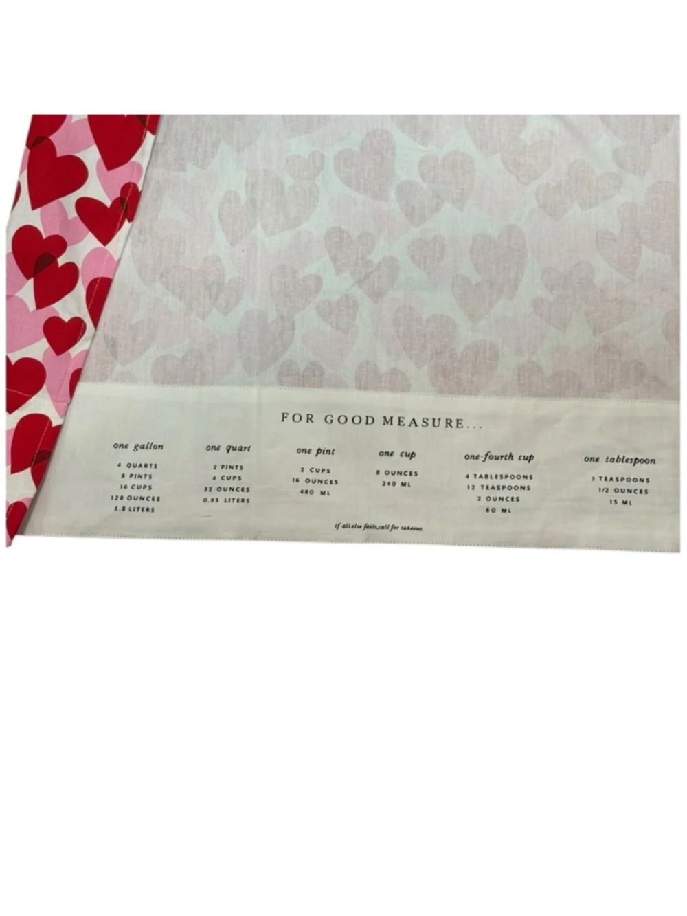 Kate Spade New York Heart Print Apron Pink Red Cotton Valentine NWT